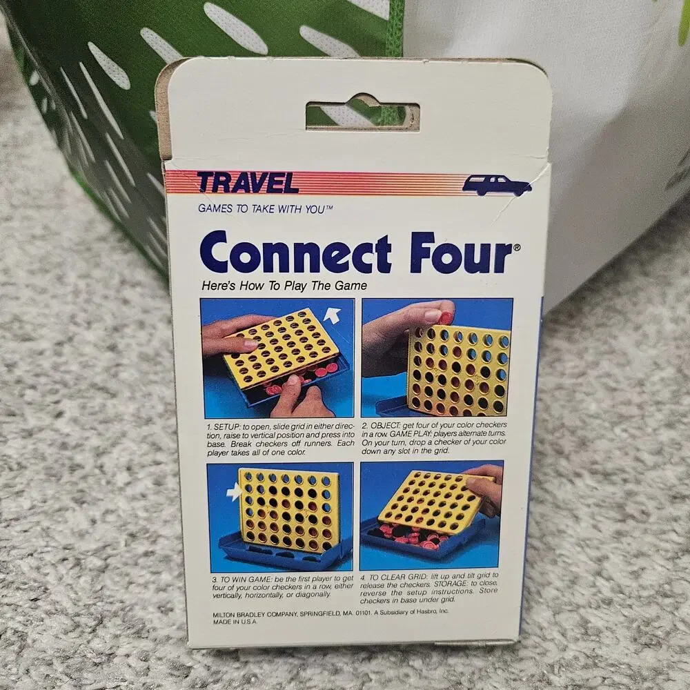Vintage 1986 Connect Four Travel Board Game USA Milton Bradley Vertical Checkers